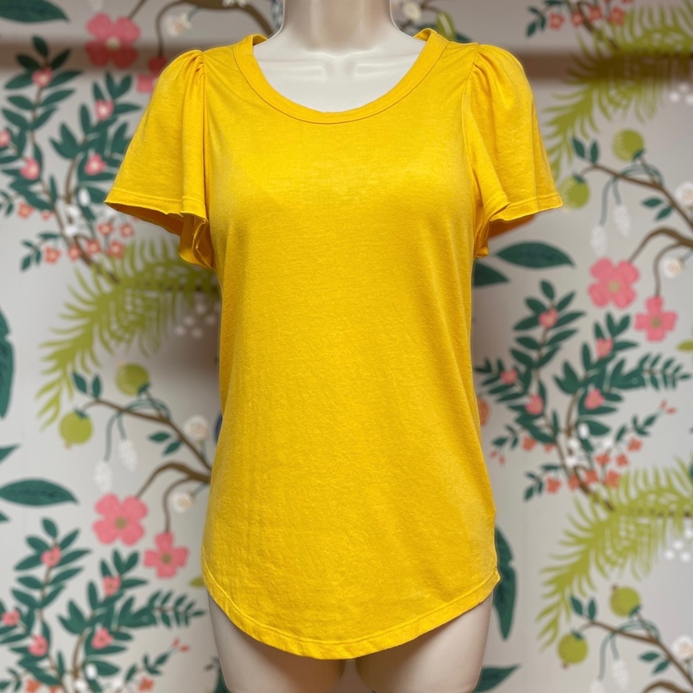 Gap Yellow Flutter Sleeve T-Shirt